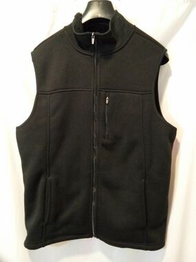 NWOT Mens George Black Full Zip Vest Sleeveless Jacket Coat Fleece Pockets Camp